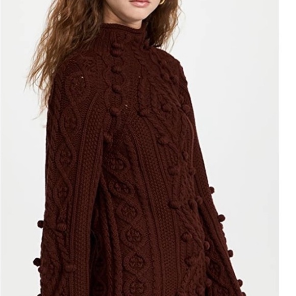 Rebecca Taylor Bauble Brown Cable Knit Sweater - Picture 5 of 7